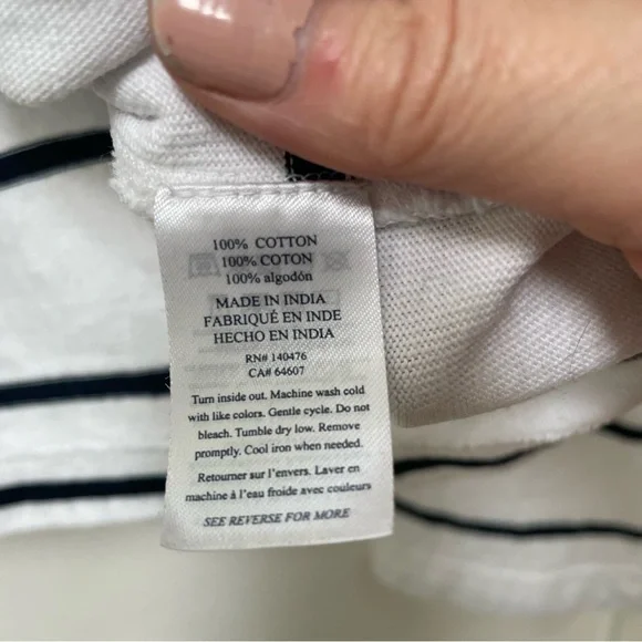 Faherty Shirt Women’s Size Small White Blue Rugby Striped Coastal 100% Cotton - Picture 4 of 6